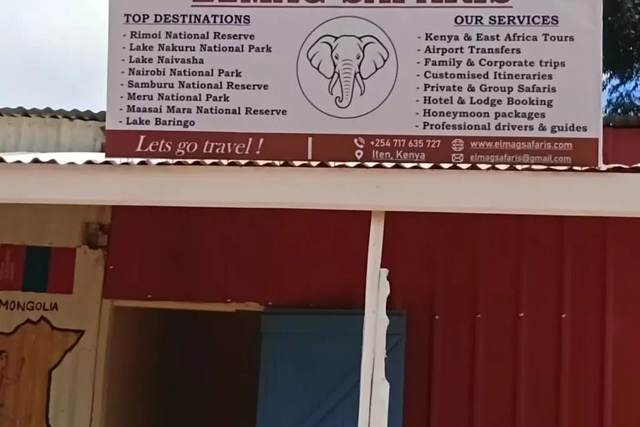 ELMAG SAFARIS office sign in Iten, Elgeyo Marakwet County, Kenya