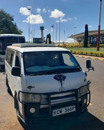 ELMAG SAFARIS van waiting outside Eldoret airport for an airport transfer